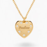 Collier Cœur avec Strass et Texte personnalisé Vignette de Collier Cœur avec Strass et Texte personnalisé