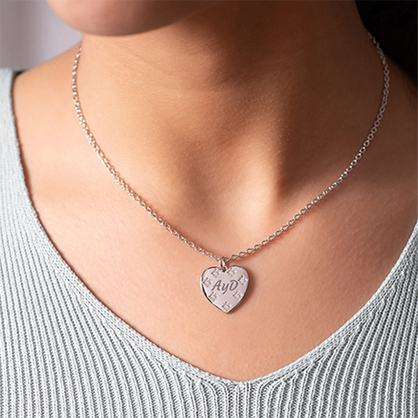 Collier Cœur avec Strass et Texte personnalisé