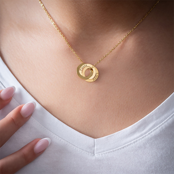 Collier Anneaux Entrelacés avec Texte personnalisé