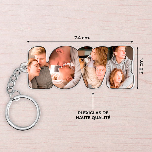 Porte-clés LOVE avec Photos personnalisées