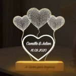 Vignette de Lampe Cœur Ballons personnalisée avec Prénom et Date