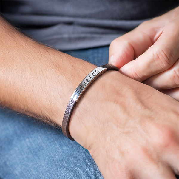 Bracelet Homme Simple avec Texte Personnalisé