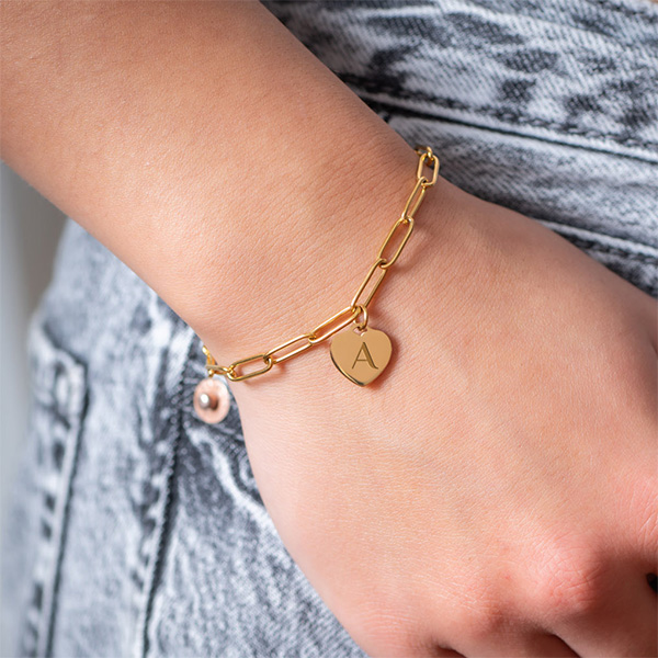 Bracelet Femme avec Pendentifs Cœur personnalisés