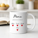 Vignette de Mug avec texte, cœurs et prénoms personnalisés