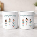 Vignette de Mug avec texte, prénoms et personnages créés à partir d’une Photo personnalisés