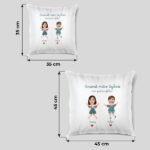 Vignette de Coussin avec texte, prénoms et personnages créés à partir d’une Photo personnalisés