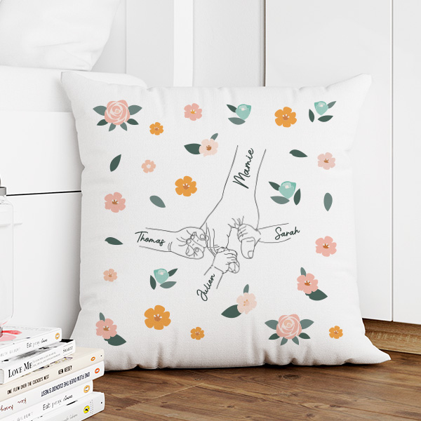 Coussin Mamie Mains Unies avec Prénoms Personnalisés
