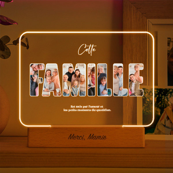 Lampe Famille avec photos et textes personnalisés