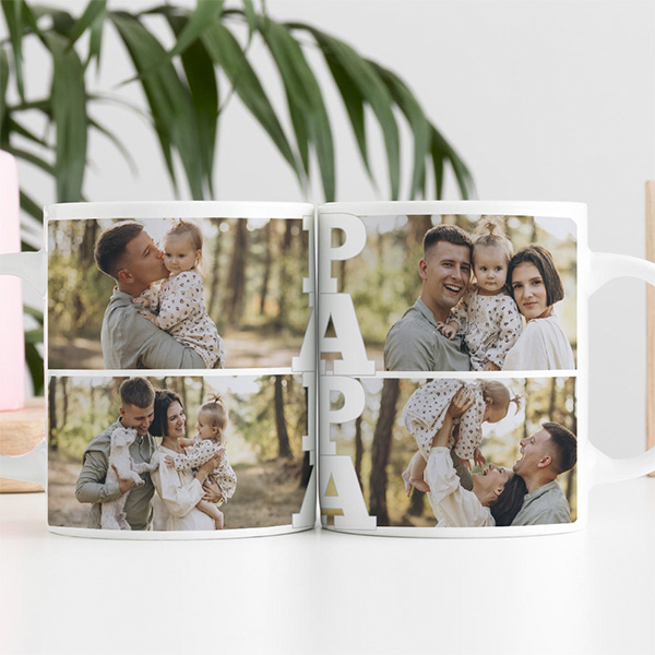 Tasse Papa avec 4 Photos personnalisée