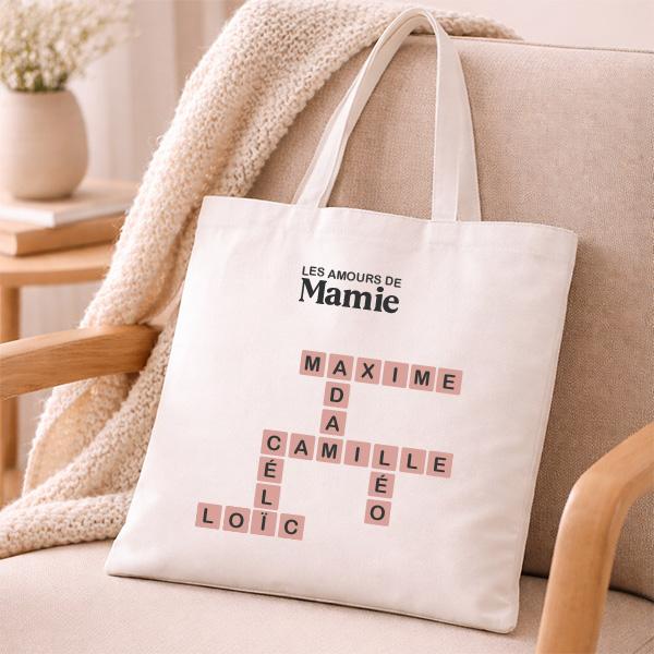 Tote bag design Scrabble avec texte personnalisé