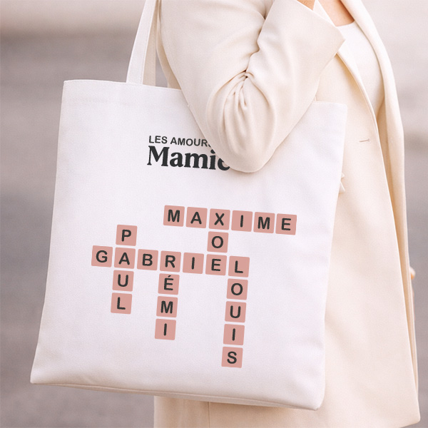 Tote bag design Scrabble avec texte personnalisé
