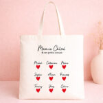Vignette de Tote bag avec cœurs et prénoms personnalisés