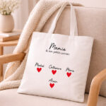 Vignette de Tote bag avec cœurs et prénoms personnalisés