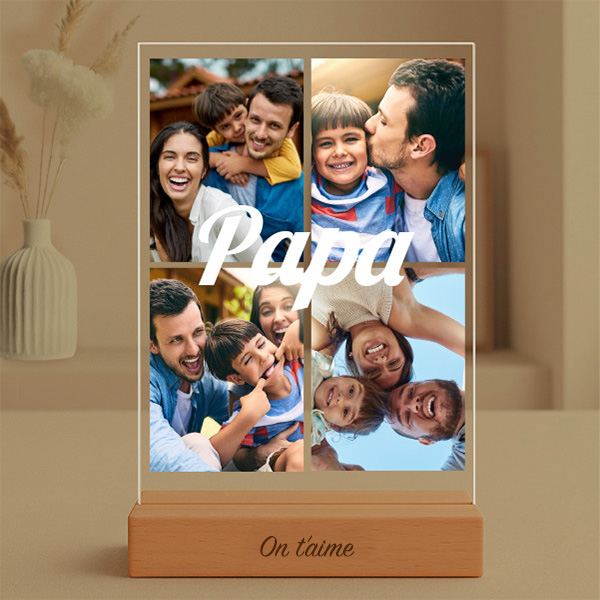 Lampe Papa avec Collage 4 Photos personnalisée