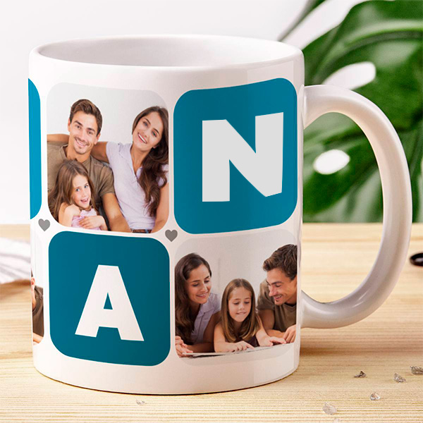 Tasse Maman Cubes Cœur avec Cinq Photos personnalisée