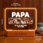 Vignette de Lampe Papa avec Quatre Photos et Texte personnalisée