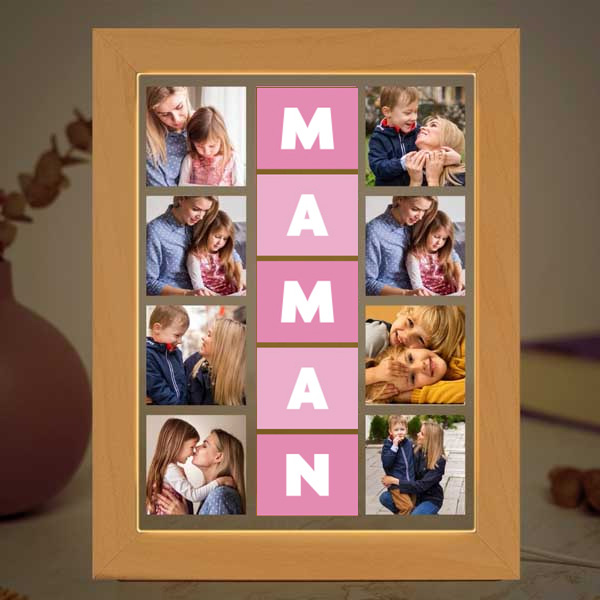Lampe Cubes Roses Maman avec Huit Photos personnalisée