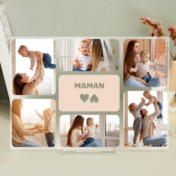 Plaque Maman personnalisée avec six photos