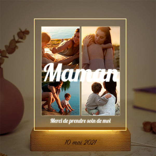 Lampe Maman Collage avec Quatre Photos personnalisée