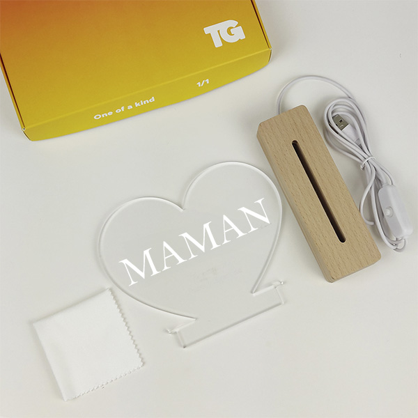 Lampe Maman en forme de cœur personnalisée
