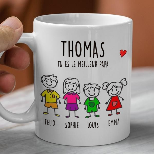 Tasse avec personnages et Texte personnalisée