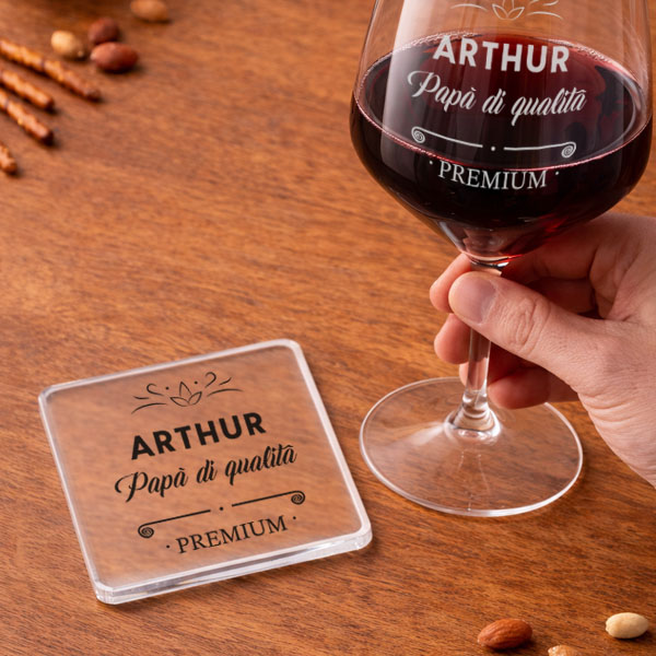 Verre à Vin pour Papa avec Nom et Texte Personnalisé