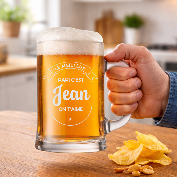 Chope de bière pour le Meilleur Papa avec textes personnalisés