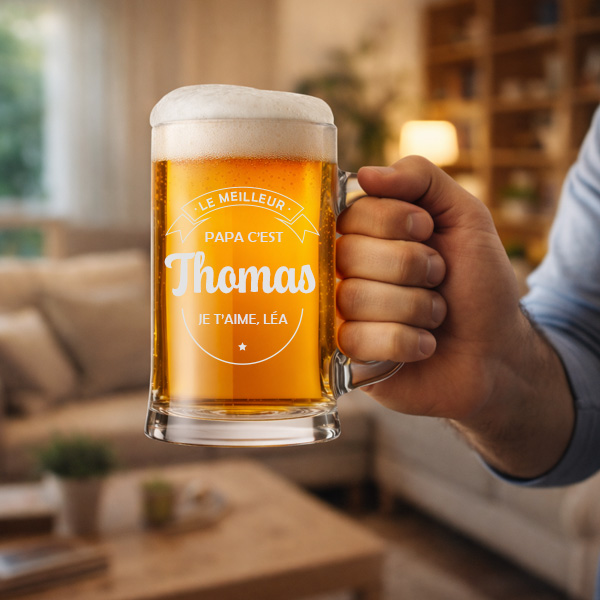 Chope de bière pour le Meilleur Papa avec textes personnalisés