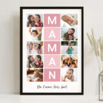 Vignette de Affiche pour Maman avec Cadres Roses et Photos personnalisées