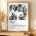 Vignette de Affiche Définition de Maman en Noir et Blanc avec Photos personnalisées