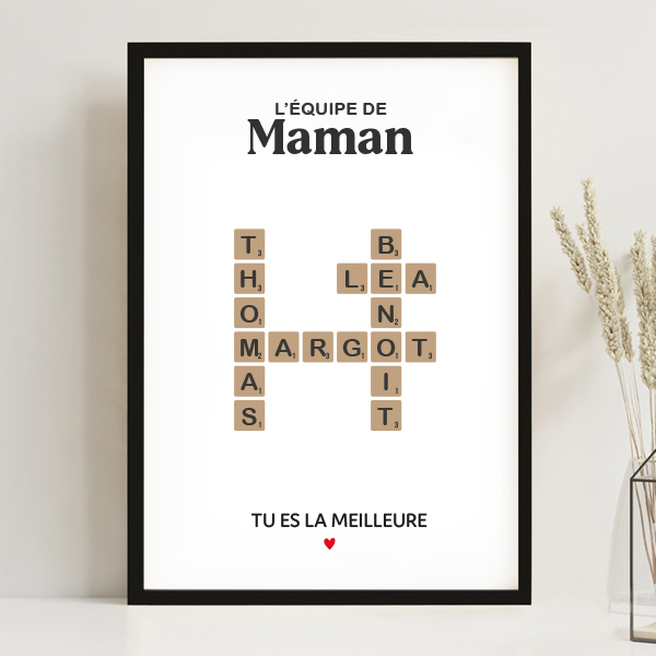 Affiche Scrabble avec Prénoms personnalisés