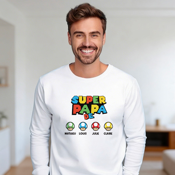 Pyjama Super Papa avec prénoms personnalisés