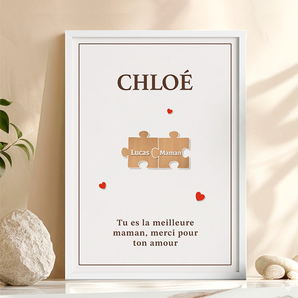 Affiche Puzzle pour Maman avec Prénoms Personnalisés