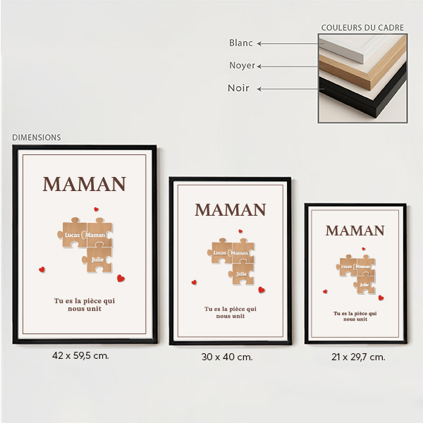 Affiche Puzzle pour Maman avec Prénoms Personnalisés