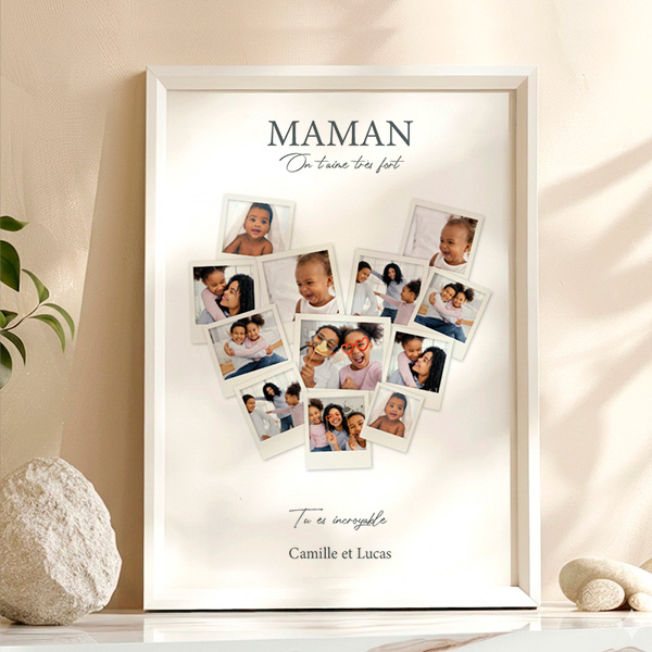 Affiche Maman Cœur en Photos Polaroid personnalisées