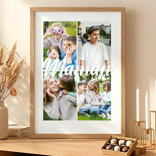 Affiche pour Maman avec 4 Photos personnalisées