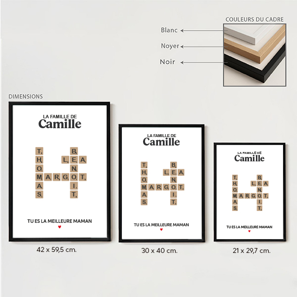 Affiche Scrabble avec Prénoms personnalisés