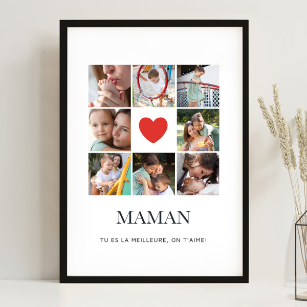 Affiche Maman Cœur avec Photos personnalisées