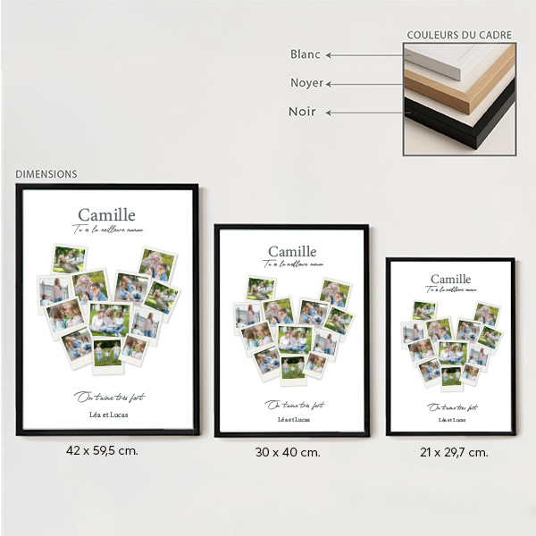 Affiche Maman Cœur en Photos Polaroid personnalisées