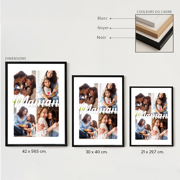 Affiche pour Maman avec 4 Photos personnalisées