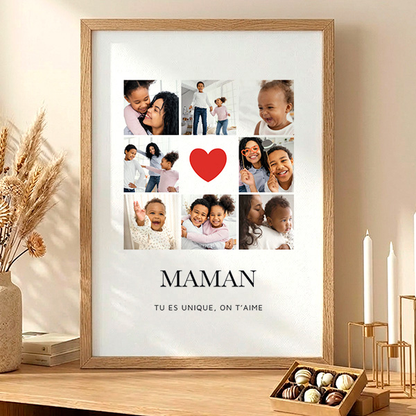 Affiche Maman Cœur avec Photos personnalisées