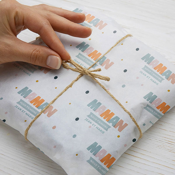 Papier Cadeau Maman Coloré avec prénom personnalisé