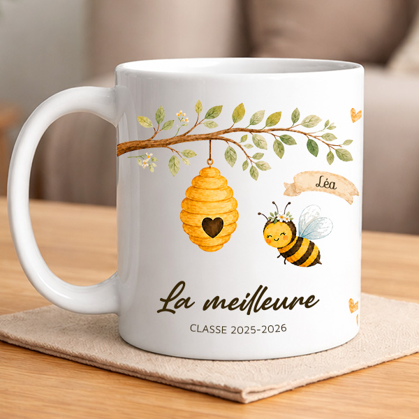 Mug pour Enseignants avec Petites Abeilles et Prénoms personnalisés