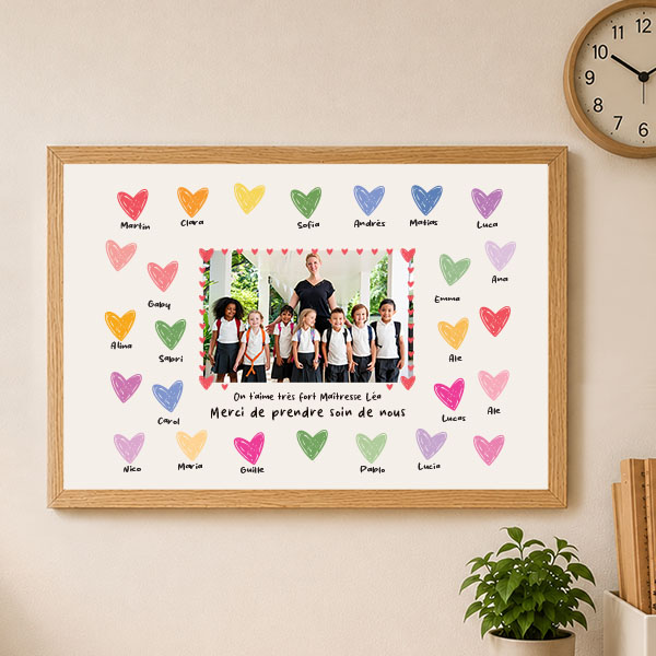Affiche pour Enseignants avec Cœurs et Photo personnalisée