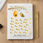 Vignette de Carnet avec Petites Abeilles et Prénoms personnalisés