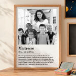 Vignette de Affiche Définition d’Enseignant en Noir et Blanc avec Photos personnalisées