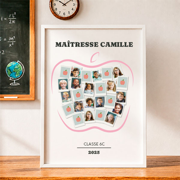 Affiche Pomme pour Enseignants avec Photos Polaroid personnalisées