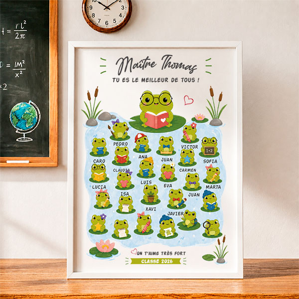 Affiche avec Petites Grenouilles et Prénoms personnalisés