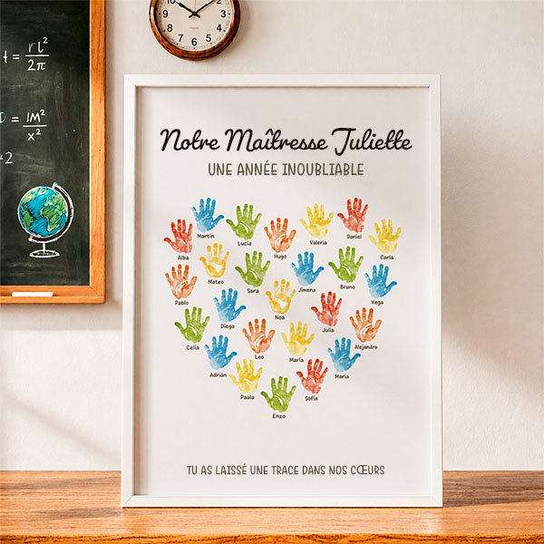 Affiche pour Enseignants avec Mains et Prénoms personnalisés
