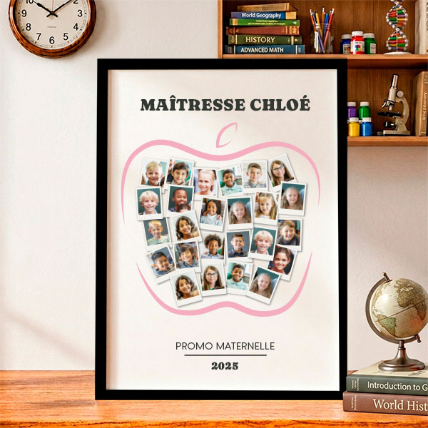 Affiche Pomme pour Enseignants avec Photos Polaroid personnalisées
